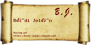 Bódi Jolán névjegykártya