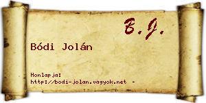 Bódi Jolán névjegykártya