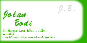 jolan bodi business card