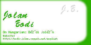 jolan bodi business card